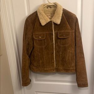 SCULLY  Suede Jacket with Shearling Collar